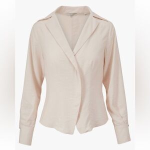 Vince Cream Button-Down Long Sleeve Shirt Blouse